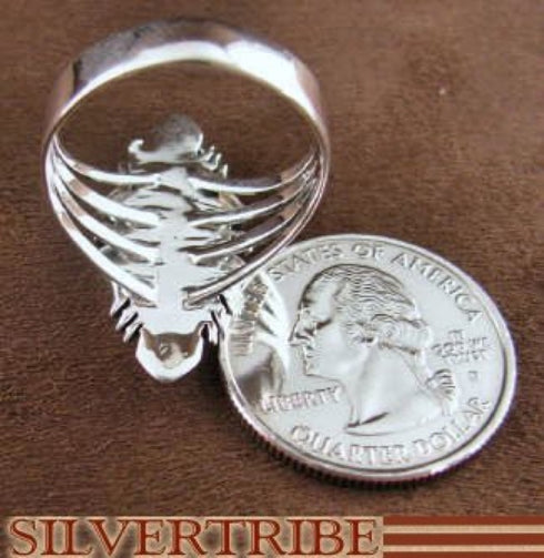 Sterling Silver Multicolor Inlay Jewelry Ring Size 6-3/4 RS41149